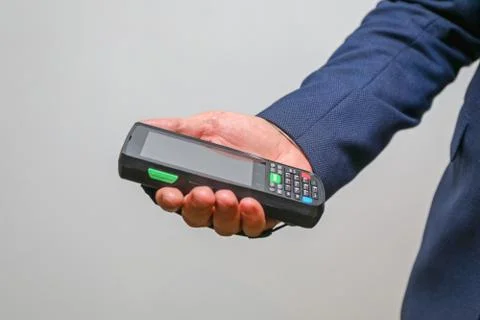 Man Holding Portable Computer Stock Photos