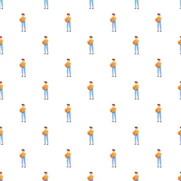 Man holding pumpkin seamless pattern for harvest concepts Illustrazione stock