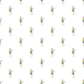 Man holding racket playing paddle tennis pattern Stock Illustration