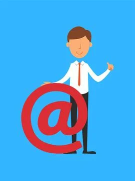 Man Holding Red Email Sign. Stock Illustration