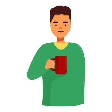 Man holding a red mug and feeling disgusted by the hot beverage Stock Illustration