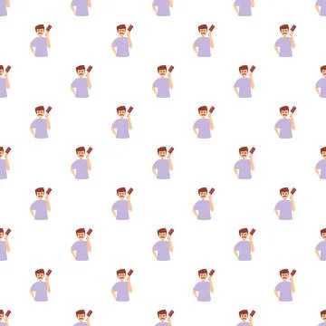 Man holding red warning card seamless pattern Stock Illustration