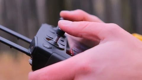 Man holding remote controller for drones flying. Video. Stock Footage 163046068