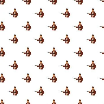 Man holding rifle pattern on white background Stock Illustration