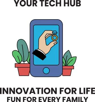 A man holding a ring on a cell phone Stock Illustration