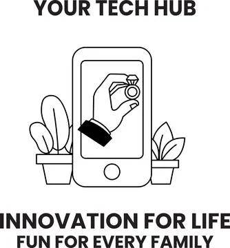A man holding a ring on a cell phone Stock Illustration
