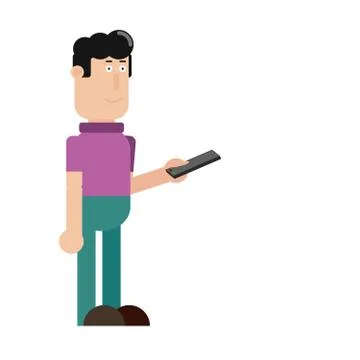 Man holding ringing telephone. Vector Stock Illustration