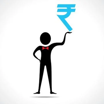 Man holding rupee symbol vector Stock Illustration