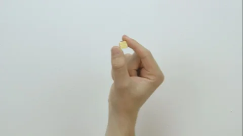 Man Holding Up A Sim Card With A White Background Stock Footage 126985063