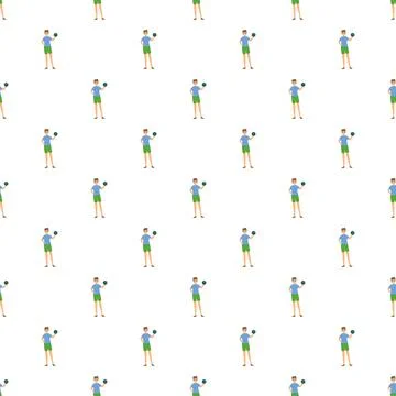 Man holding a small ball seamless pattern イラスト素材