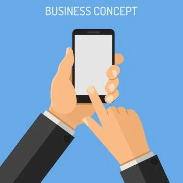 Man holding smartphone in hand Stock Illustration