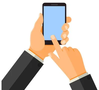 Man holding smartphone in hand Stock Illustration