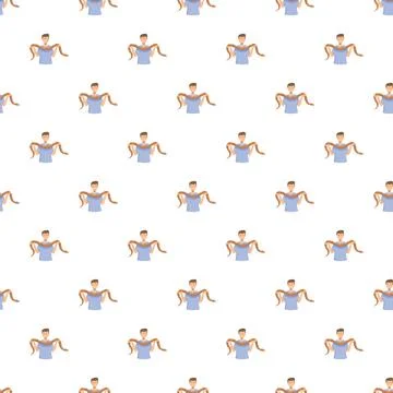 Man holding snake repeating seamless pattern Stock Illustration