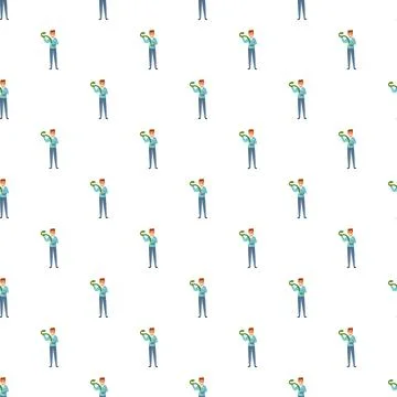 Man holding snake seamless pattern wallpaper background 스톡 일러스트