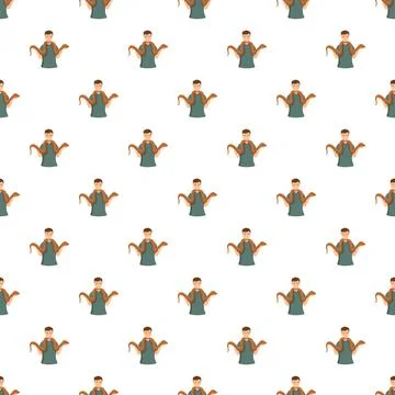 Man holding snake seamless pattern background Stock Illustration
