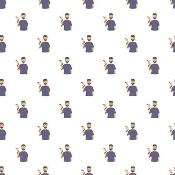 Man holding snake seamless pattern on white background Illustrazione stock