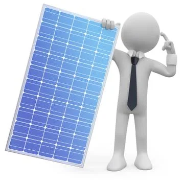 Man holding a solar panel Stock Illustration