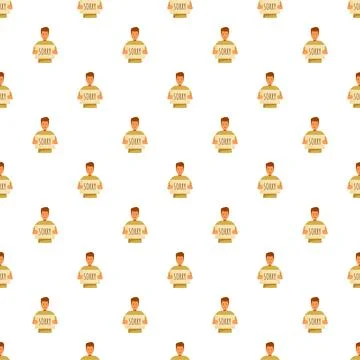 Man holding sorry sign apologizing seamless pattern Illustrazione stock