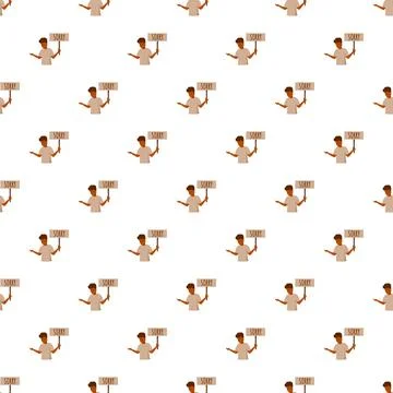 Man holding sorry sign repeating apology pattern background 库存插图
