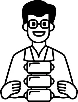 A man is holding a stack of books Illustrazione stock