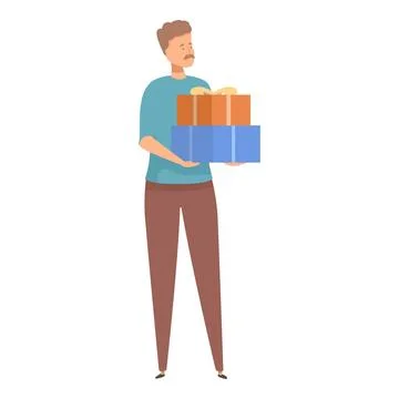 Man holding stacked gift boxes, a celebration of giving イラスト素材