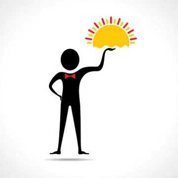 Man holding sun icon vector Stock Illustration