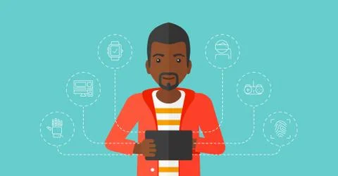 Man holding tablet computer Stock Illustration