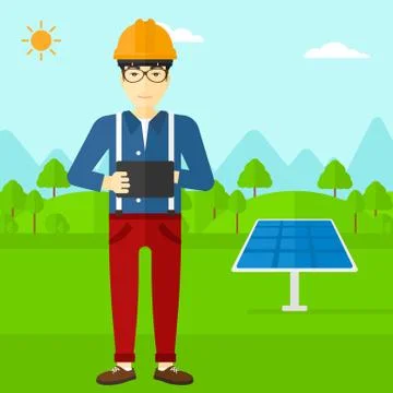 Man holding tablet computer Stock Illustration