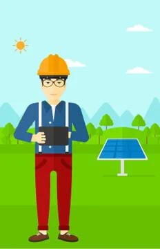 Man holding tablet computer Stock Illustration