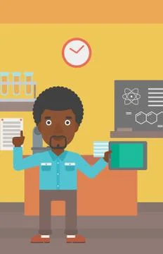 Man holding tablet computer Stock Illustration