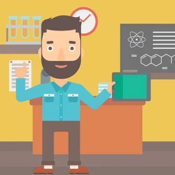 Man holding tablet computer Stock Illustration