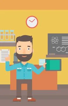 Man holding tablet computer Stock Illustration