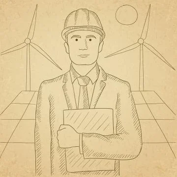 Man holding tablet computer Illustrazione stock