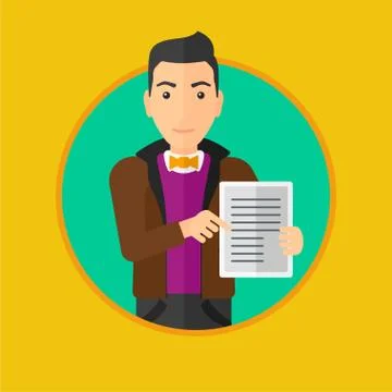 Man holding tablet computer. 스톡 일러스트