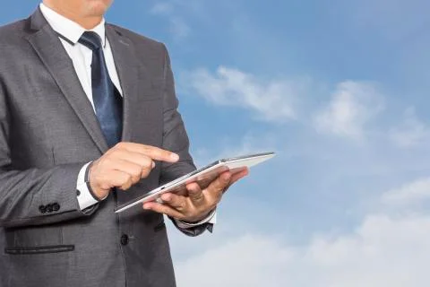 Man holding a tablet computer Foto stock
