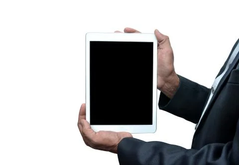 Man Holding Tablet Computer Professionally Foto stock