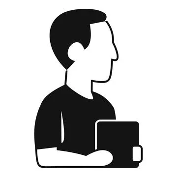 Man holding tablet device profile icon Stockillustratie