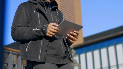 Man Holding A Tablet Stock Footage 161263030