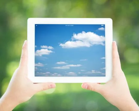 Man holding tablet pc Stock-Fotos