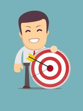 Man holding a target with arrow Stock Illustration