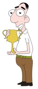 Man holding trophy Stock Illustration