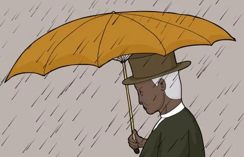 Man Holding Umbrella in Storm Stock Illustration
