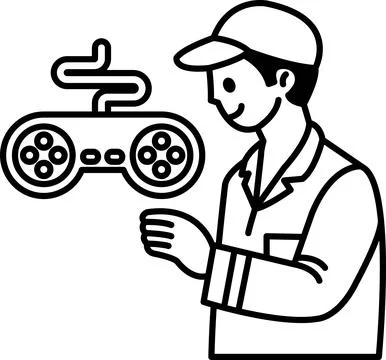 A man is holding a video game controller Stock Illustration
