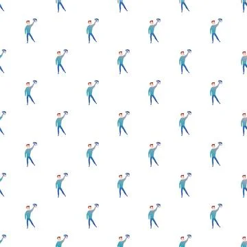 Man holding vr headset seamless vector pattern イラスト素材