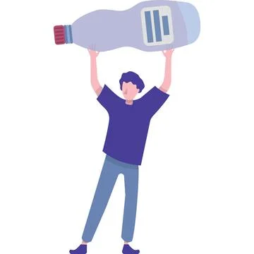 Man holding water bottle vector healthy drink icon 库存插图