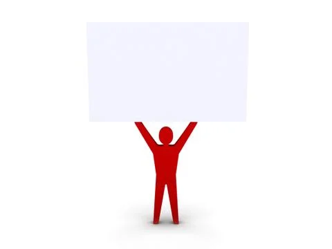 Man holding a white board. Concept 3D illustration. Stock Illustration