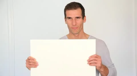 Man holding white board Stock Footage 14827252