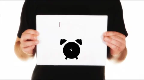 Man holding white message board with animated clock and text its time Stock Footage 45858630