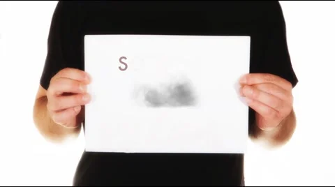 Man holding white message board with text so angry and big animated thundercloud Stock Footage 45859405