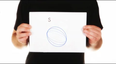 Man holding white message board with text sphere and animated sphere Stock Footage 45860017